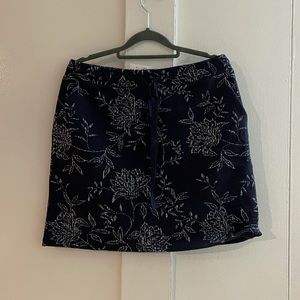 Navy blue floral skater skirt